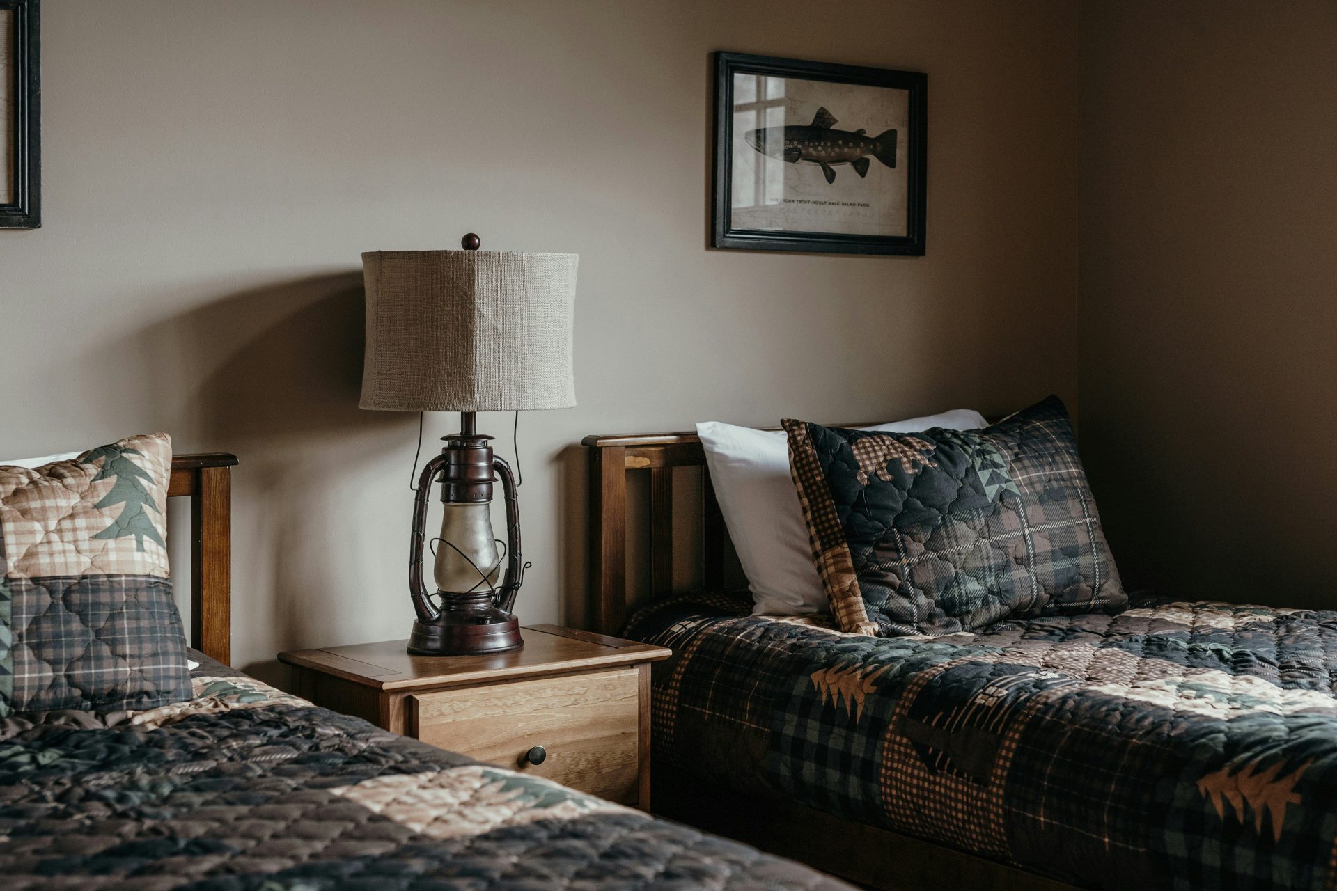 a couple of beds sitting next to each other